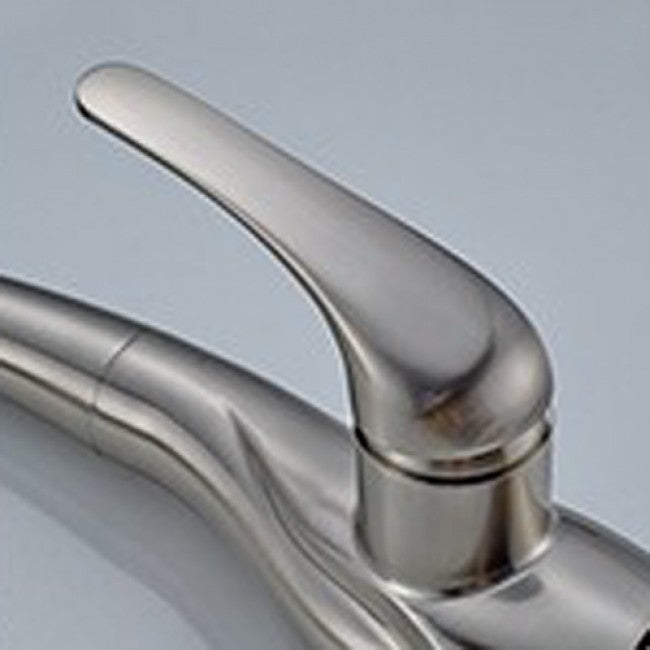 Natalie Brushed Nickel Kitchen Sink Faucet Deck Mounted Single Handle Swivel Water Outlet Pull Out Spout