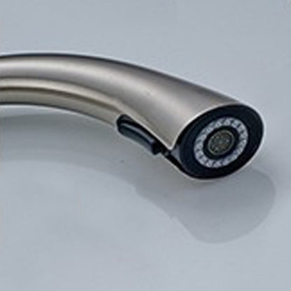 Natalie Brushed Nickel Kitchen Sink Faucet Deck Mounted Single Handle Swivel Water Outlet Pull Out Spout