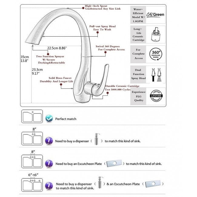 Natalie White Paint Kitchen Sink Faucet Deck Mounted Single Handle Swivel Water Outlet Pull Out Spout 