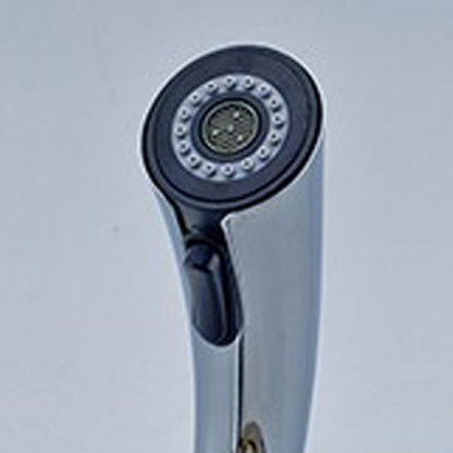 Natalie Chrome Finish Kitchen Sink Faucet Deck Mounted Single Handle Swivel Water Outlet Pull Out Spout