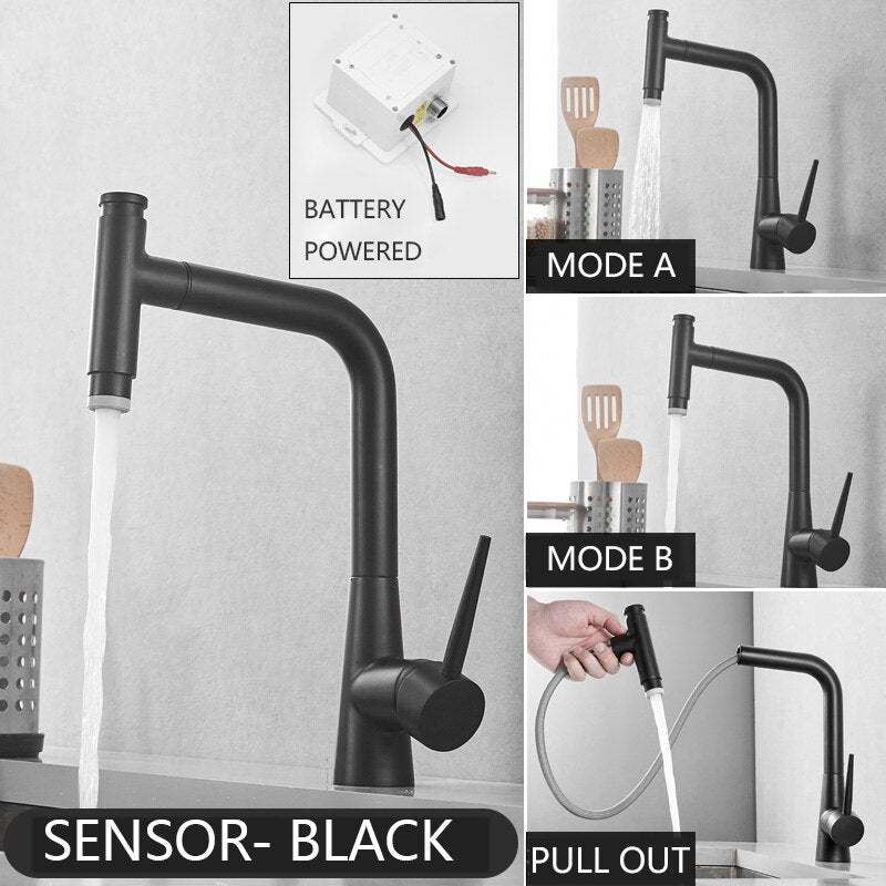 Juno Pull Out Bronze Kitchen Faucet Black Commercial Deck Mount Sensor Faucet