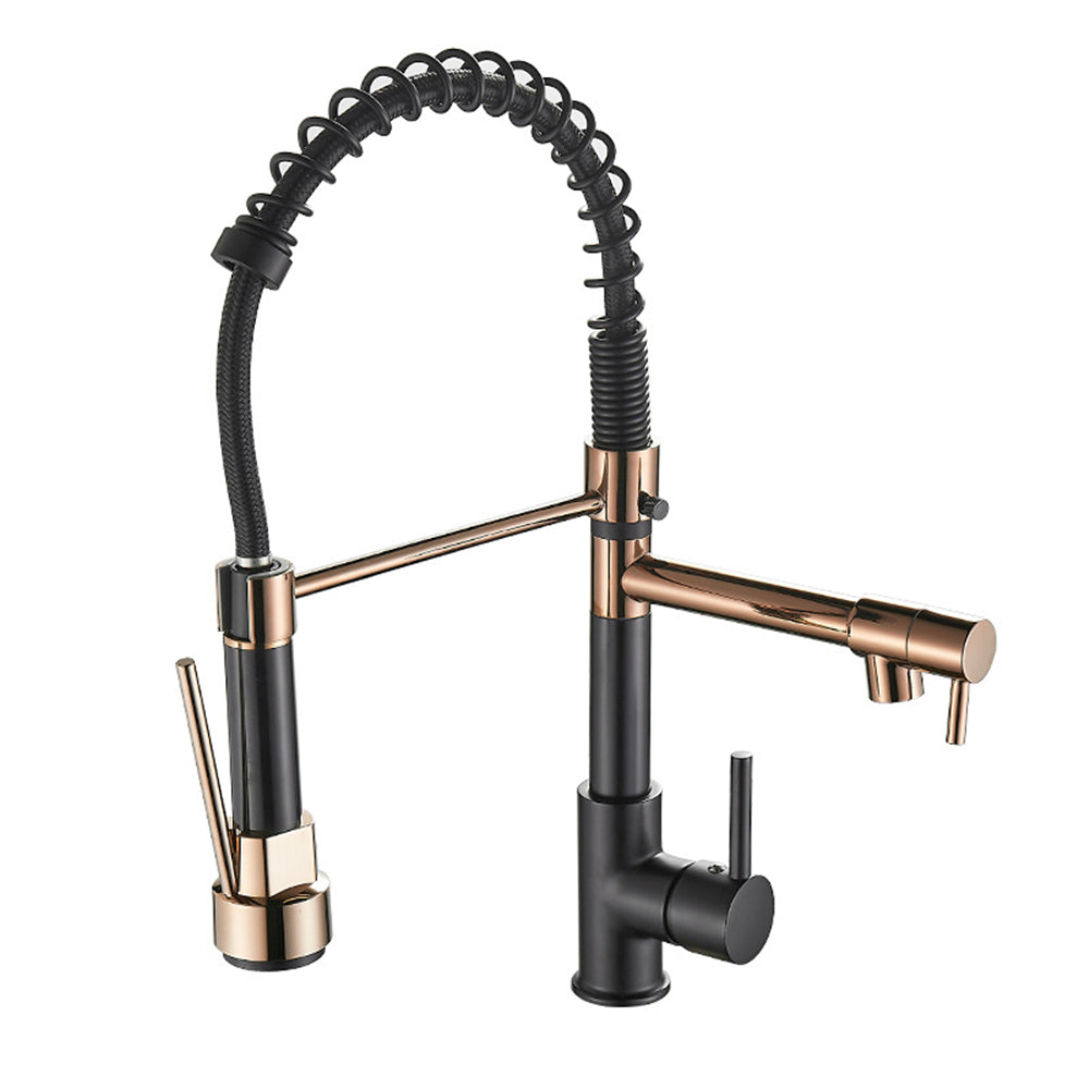 black rose gold Finish commercial kitchen faucet with spray