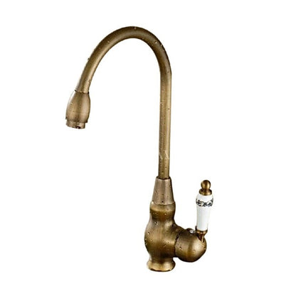 New Antique Brass Hot & Cold Deck Mounted Single Handle Kitchen Faucet 