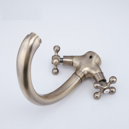 Rotatable dual handle kitchen faucet