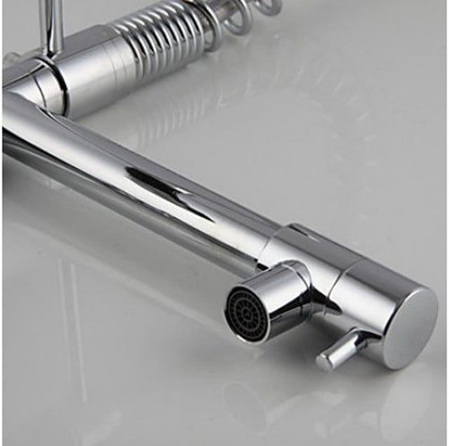 New Design Chrome Finish Pull-Down Spring Kitchen Faucet Swivel Spout Vessel Sink Faucet