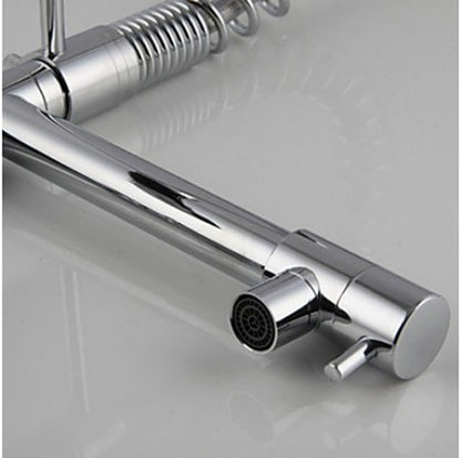 New Design Chrome Finish Pull-Down Spring Kitchen Faucet Swivel Spout Vessel Sink Faucet