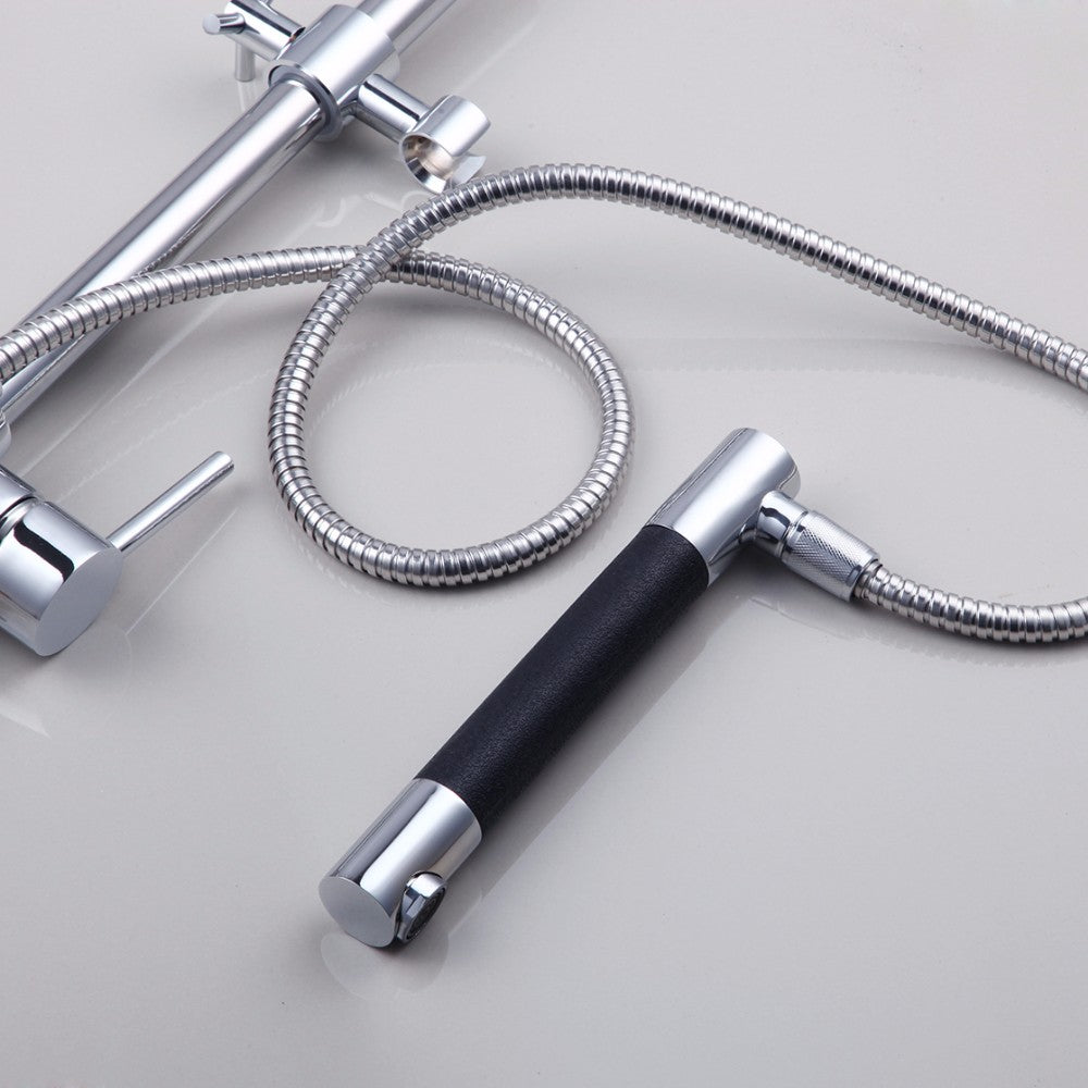 Pull Down Free Move Kitchen Faucet Chrome Finish Deck Mount Single Hole / Handle Mixer Tap