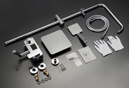 New Digital Display 8 inch Square Rain Shower Set with Handheld Shower Faucet