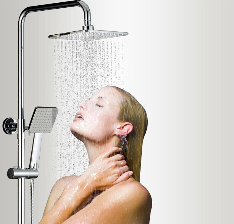 Juno New Digital Display 8 inch Square Rain Shower Set with Handheld Shower Faucet