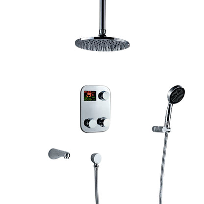 New Digital Display Ceiling Mount Round Shower Head Set and Wall Mount Faucet