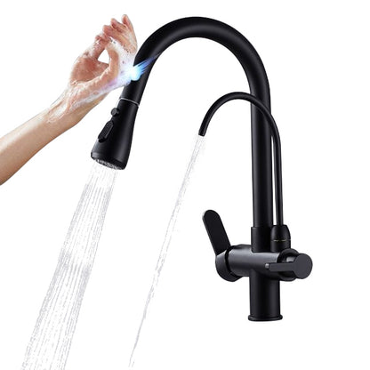 New Juno Black Touch Kitchen Faucet Deck Mount Swivel Dual Function Tap