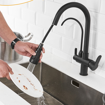 New Juno Black Touch Kitchen Faucet Deck Mount Swivel Dual Function Tap