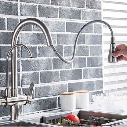 New Juno Brushed Touch Kitchen Faucet Deck Mount Swivel Dual Function Tap