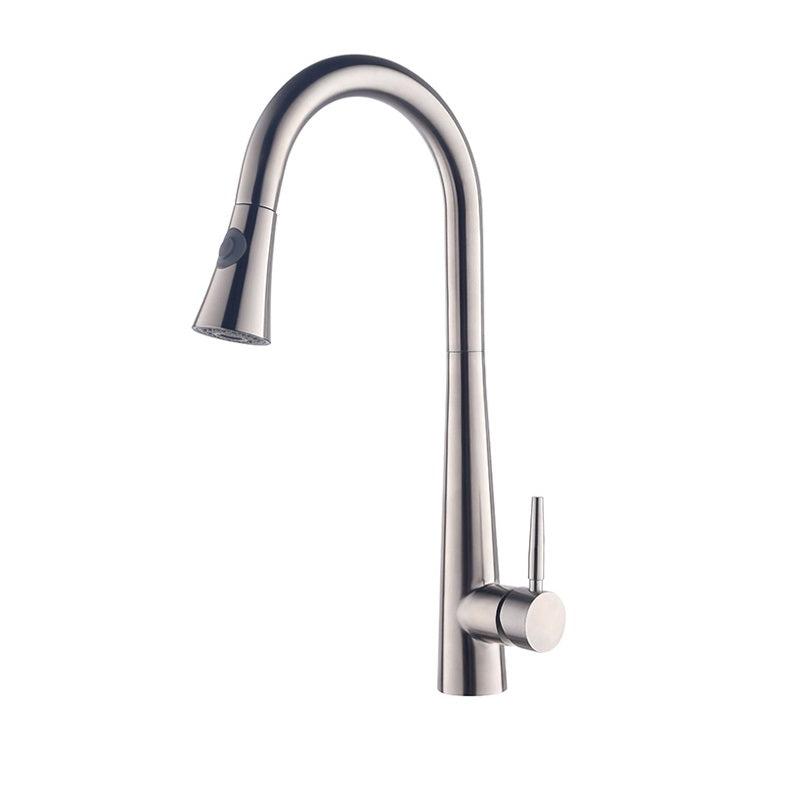 New Brushed Chrome Finish Pull-Out Kitchen Faucet