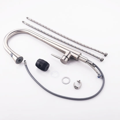 New Brushed Chrome Finish Pull-Out Kitchen Faucet