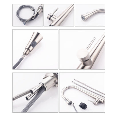 New Brushed Chrome Finish Pull-Out Kitchen Faucet