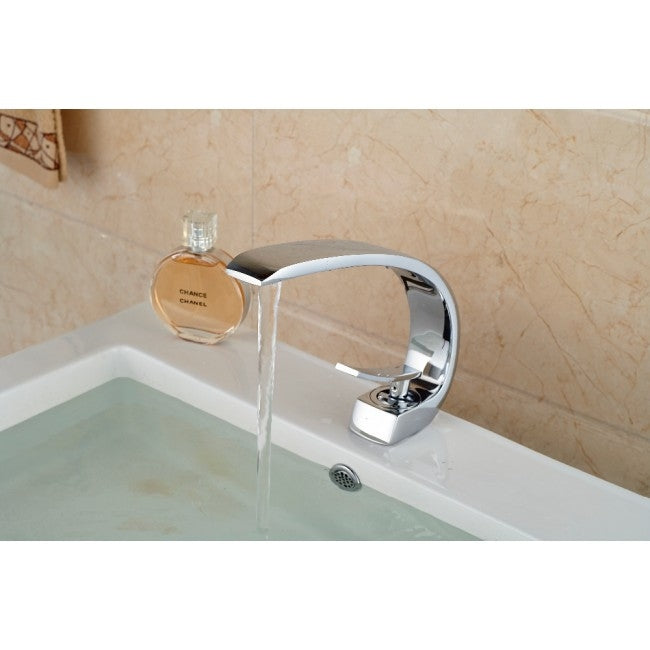 Juno New Palm Bright Chrome Deck Mount Bathroom Sink Faucet