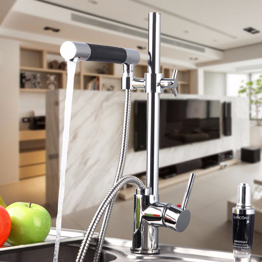 Kitchen Faucet Chrome Finish Deck Mount Single Hole / Handle Mixer Tap