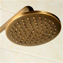 Juno Featured Round Antique Brass Rain Showerhead
