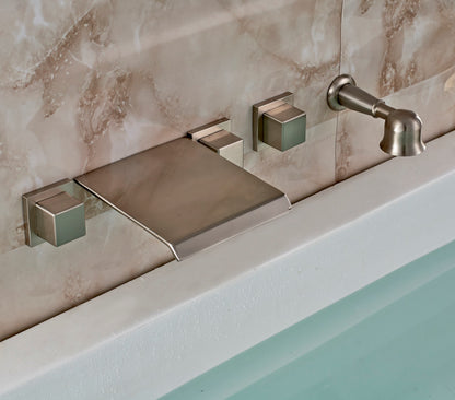 Juno Brushed Nickel Finish Bathtub Three Handles Mixer Tap