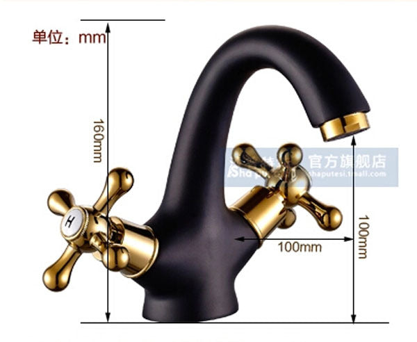 Besançon Oil Rubbed Bronze Bathroom Dual Handles Basini Vessel Sink Faucet Deck Mounted Oil Rubbed Bronze
