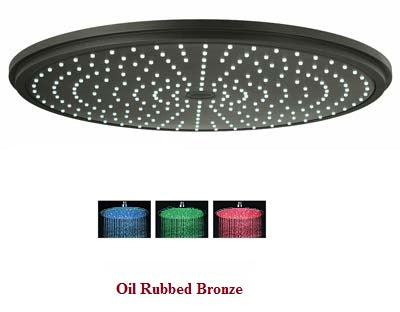 12" Oil Rubbed Bronze Color Changing Round LED Rain Shower Head