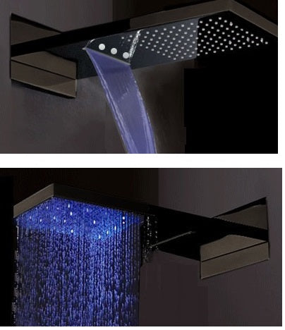 Dark Oil Rubbed Bronze Brass 22" Rain Waterfall LED Shower Head