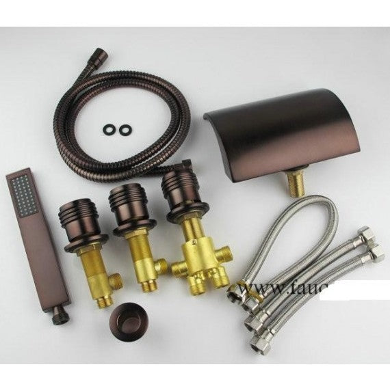 Roman Oil Rubbed Bronze Waterfall Bathtub Faucet Hand Held Shower Head