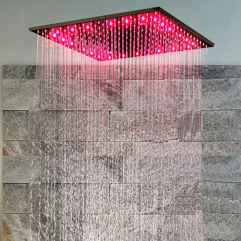 Oil-Rubbed Bronze Square LED Rain-Shower Head