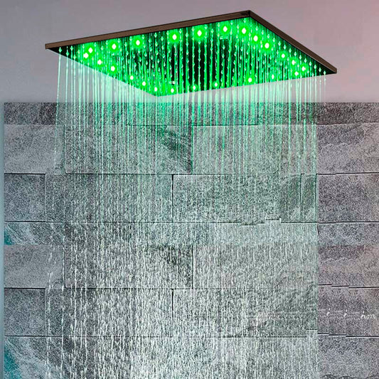 Oil-Rubbed Bronze Square LED Rain-Shower Head