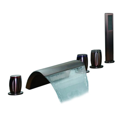 Roman Oil Rubbed Bronze Waterfall Bathtub Faucet Hand Held Shower Head