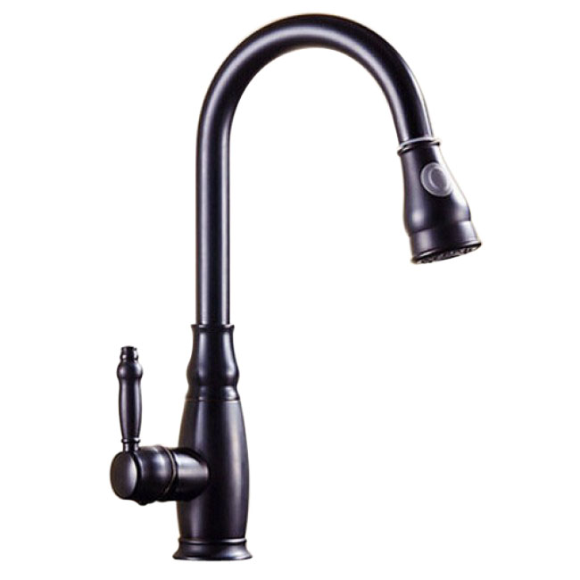 Juno Black Kitchen Sink Faucet with Pull-Down Sprayer