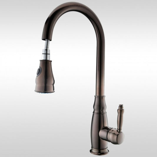 Oil Rubbed Bronze Single Hole Pull Out Faucet for Kitchen Basin