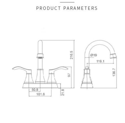 Juno Brushed Nickel Bathroom Faucet Dual Handle Deck Mounted Faucet