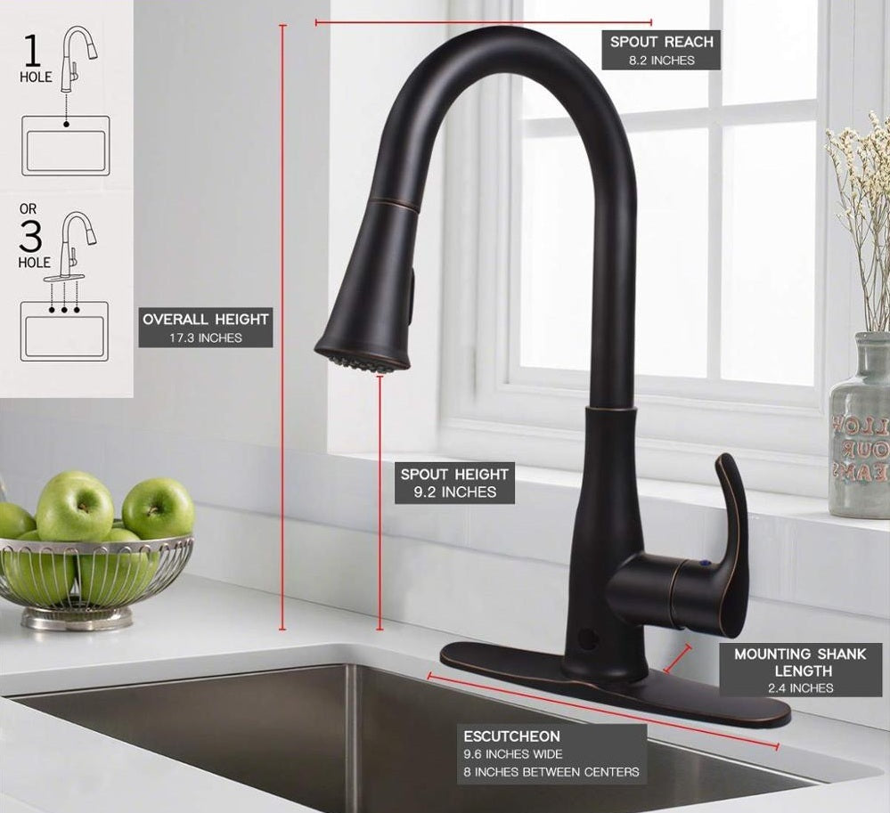Motion Sensor Pull Down Dual Mode Sprayer Head Black Kitchen Sink Faucet