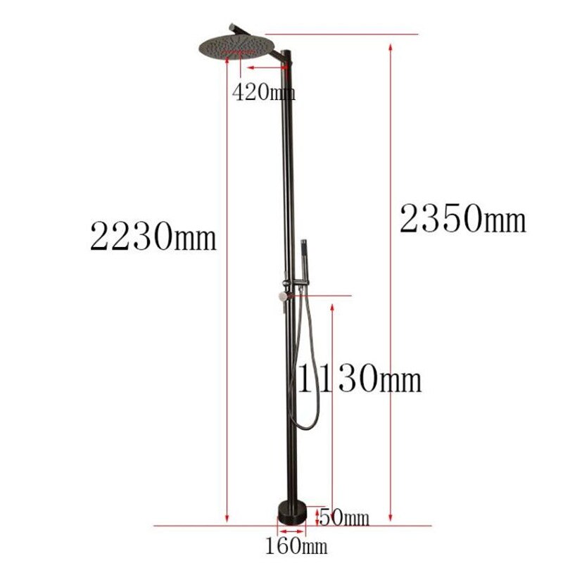 Juno 7.5 ft Swimming Pool Outdoor 12 inch shower head Floor Standing Shower