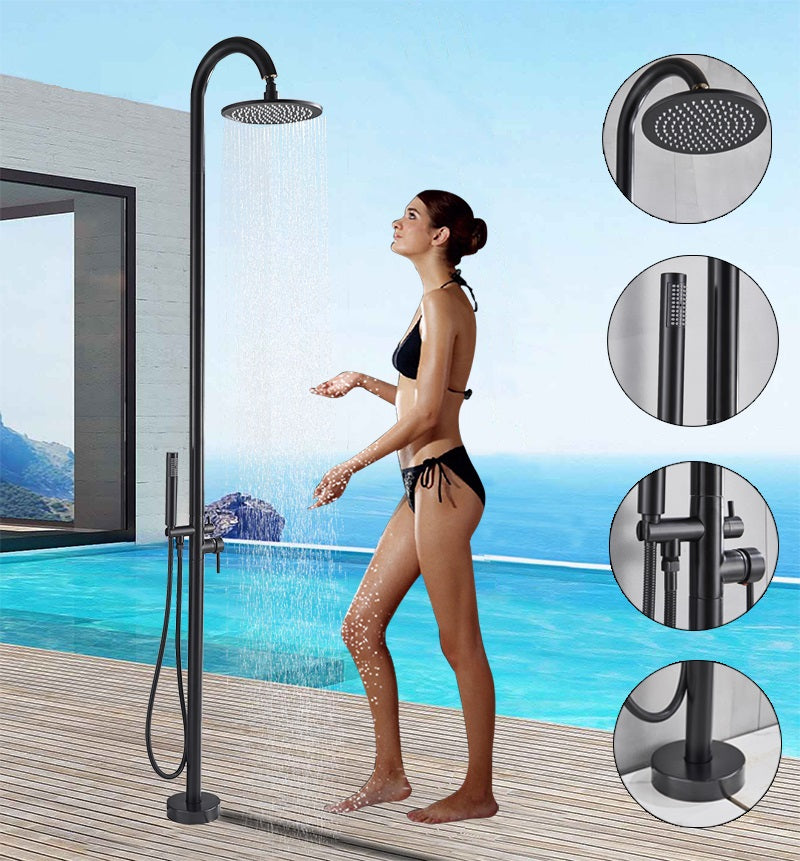 New Juno Exposed Outdoor Shower Head with Handheld Shower