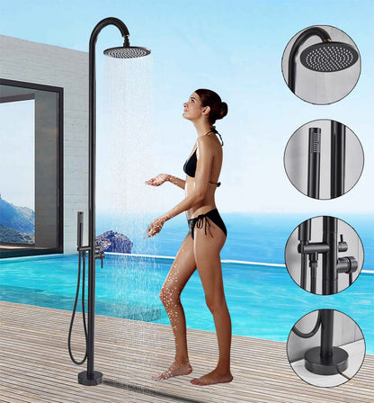 New Juno Exposed Outdoor Shower Head with Handheld Shower