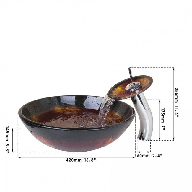 Painted Glass Bathroom Washroom Countertop Basin 4