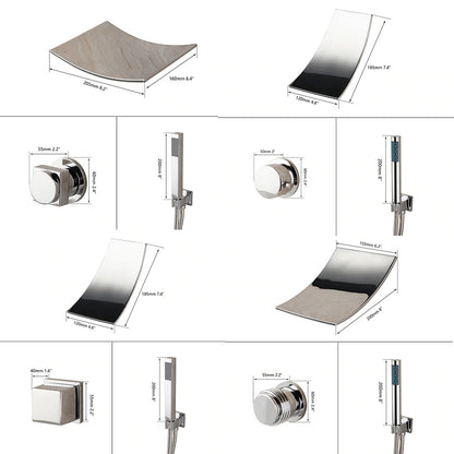 Juno Featured 5 pc Bathtub Waterfall Polished Chrome Bathroom Faucet