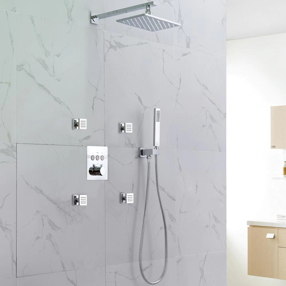 3 Way  Shower Mixer with Body Jets Rainfall Bathroom Shower System