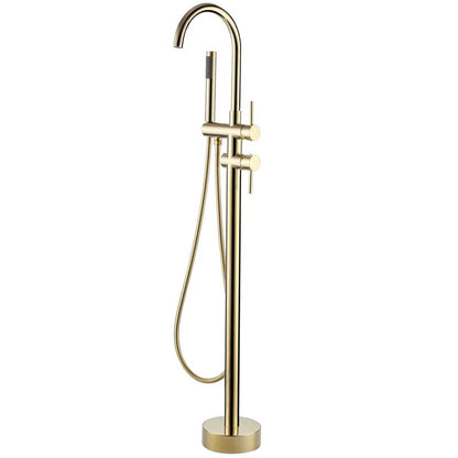Juno Classic Bathroom Brushed gold Floor Mount Bathtub Faucet Shower System