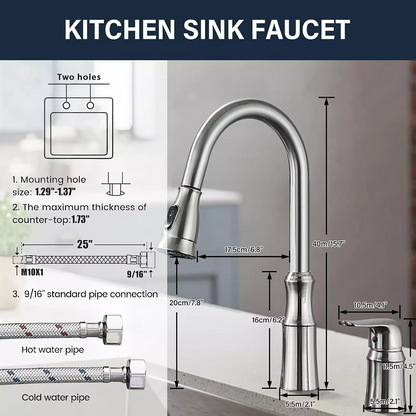 Juno Black Brushed Nickel Pull Down Kitchen Faucet Deck Mount SIngle Handle