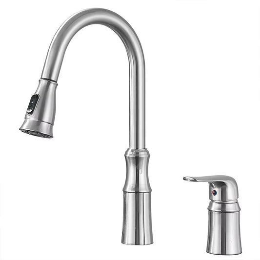 Juno Black Brushed Nickel Pull Down Kitchen Faucet Deck Mount SIngle Handle