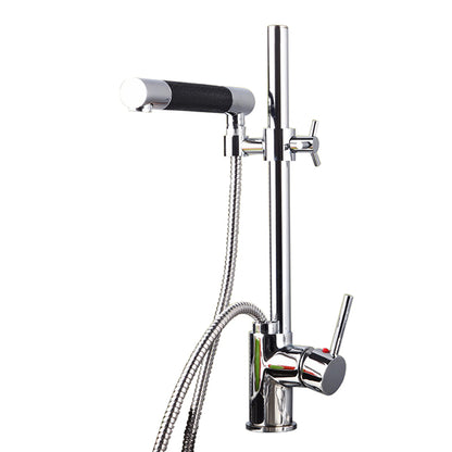 Free Move Adjustable Height Kitchen Faucet Chrome Finish Deck Mount Single Hole