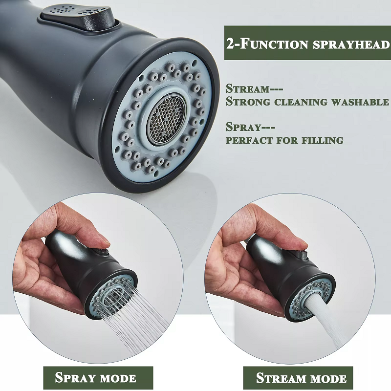 Juno Black Brushed Nickel Pull Down Kitchen Faucet Deck Mount SIngle Handle