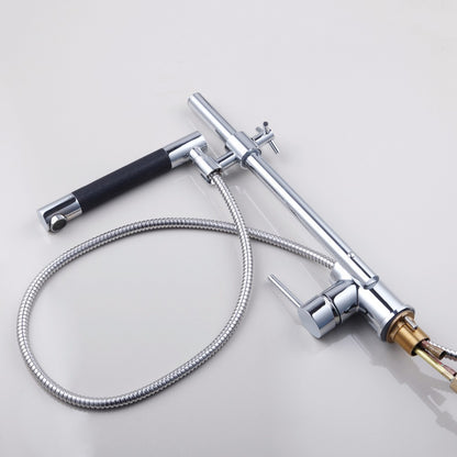 Pull Down Kitchen Faucet Chrome Finish Deck Mount Single Hole / Handle Mixer Tap