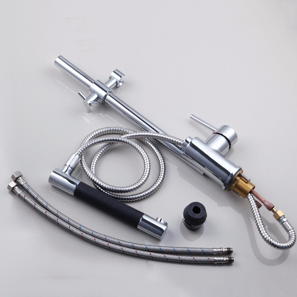 Kitchen Faucet Chrome Finish Deck Mount Single Hole / Handle Mixer Tap