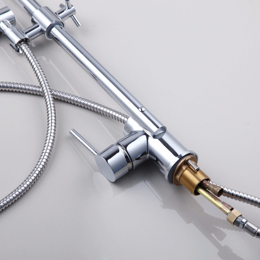 Pull Down Free Move Kitchen Faucet Chrome Finish Deck Mount Single Hole