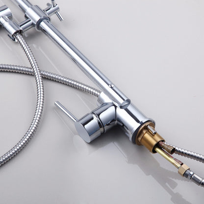 Pull Down Free Move Kitchen Faucet Chrome Finish Deck Mount Single Hole